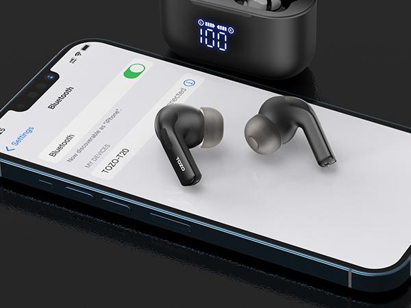 TOZO T20 Wireless Earbuds Bluetooth Headphones 48.5 Hrs Playtime with LED Digital Display Audio Earphones Noise Electronic Headset Charging Chargeable mini headphones in-ear earphone FathersDayGift