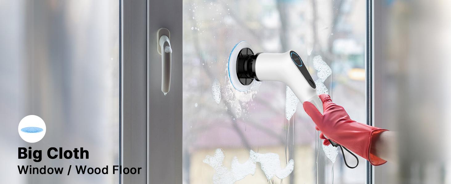 Dovety Electric Spin Scrubber with 8 Replacement Heads, 2 Adjustable Speeds, Extension Handle, Multifunctional Cordless Cleaning Brush,  Fast Charging -  for Bathroom, Shower, Tub, Tile, Toilet, Floor, Windows, Sinks, and More Portable， Household Items