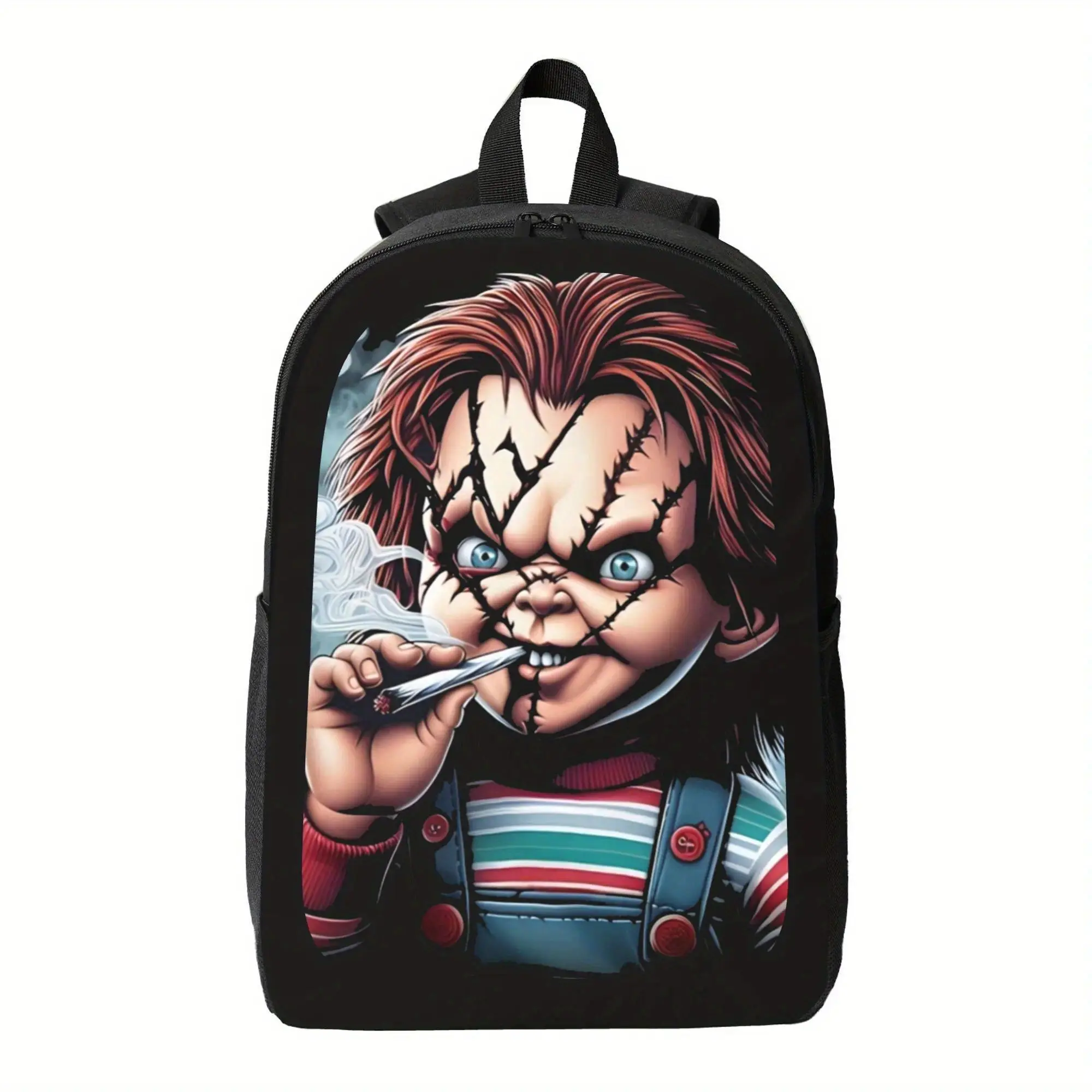 Horror Movie Vampire-like Backpack - Lightweight School Bag with Adjustable Strap, High Quality Zipper Closure - for Teens, Adults, Halloween Parties - Everyday Carry Backpack, Halloween Backpack, Party Accessory, Cartoon Pattern, Breathable Padding, Cas