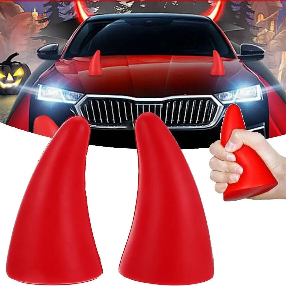 Car Horns Devil, Halloween Devil Horns Decoration, Devil Horns for Car, Motorcycle Helmet Horns Devil, Halloween Devil Horn Car Decor for Vehicle Accessories(Red)