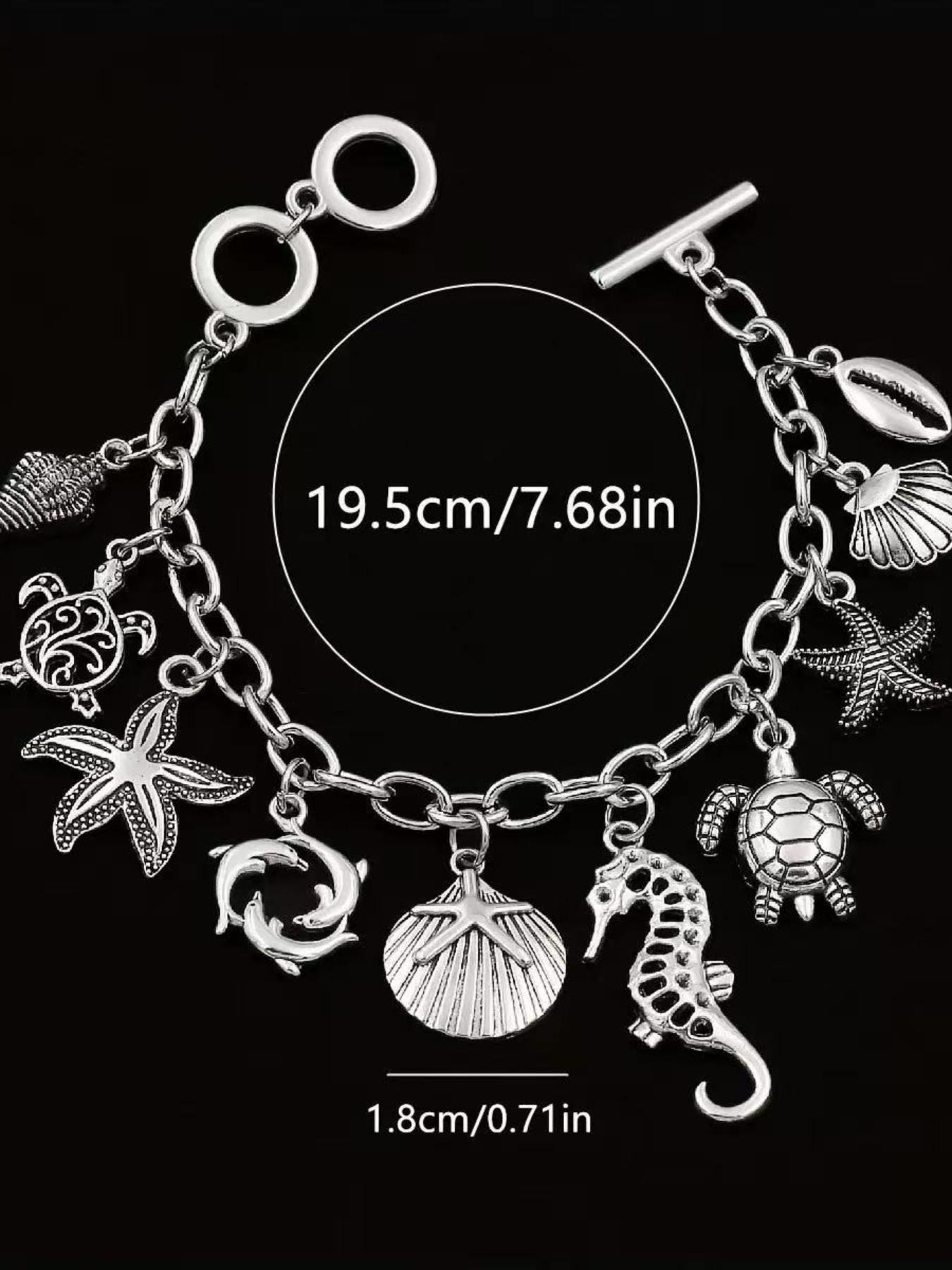 Trendy Turtle Starfish Shell Bracelet, Handmade Vintage Unisex Ocean Theme Jewelry, Stylish Accessory for Men and Women