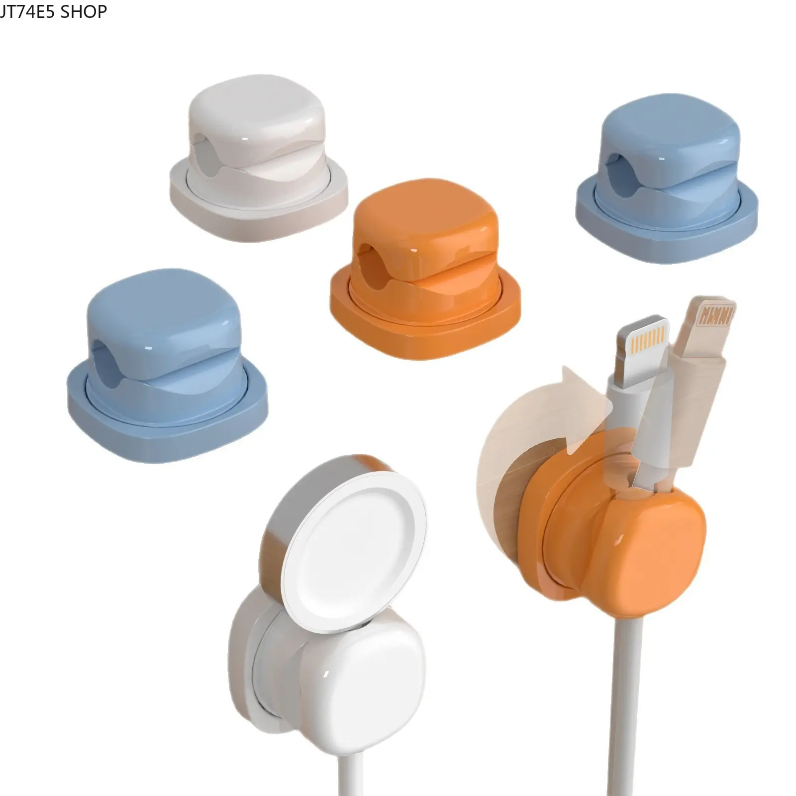 Rotatable Cable Manager, Desktop Cord Organizer, Spring Fixed Cable Clip for Phone Charging Cables & Data Lines