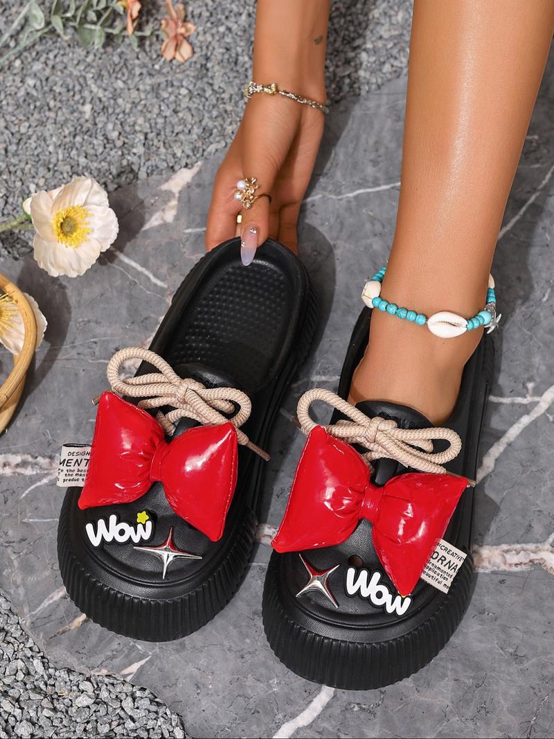 Women's Cute Cartoon Bear Decor Boho Style Slides, Casual Soft Comfortable Home Slippers, Non-slip Slippers for Indoor & Outdoor Wear