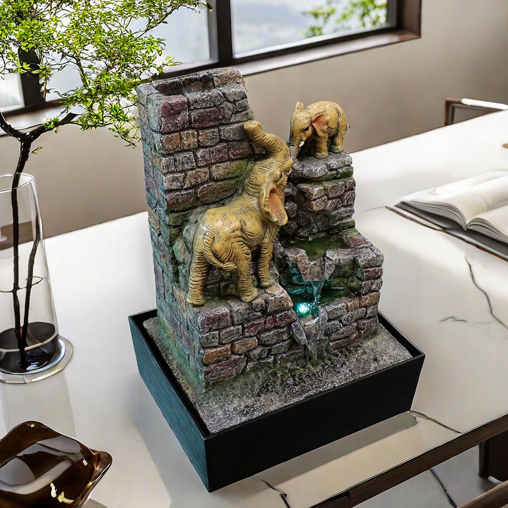 Elephant Tabletop Water Fountain | Quiet Pump | Promotes Focus, Stress Relief, Creativity,promote sleep | Reminder to Pause | Home or Desk Decor Rock mannequin head