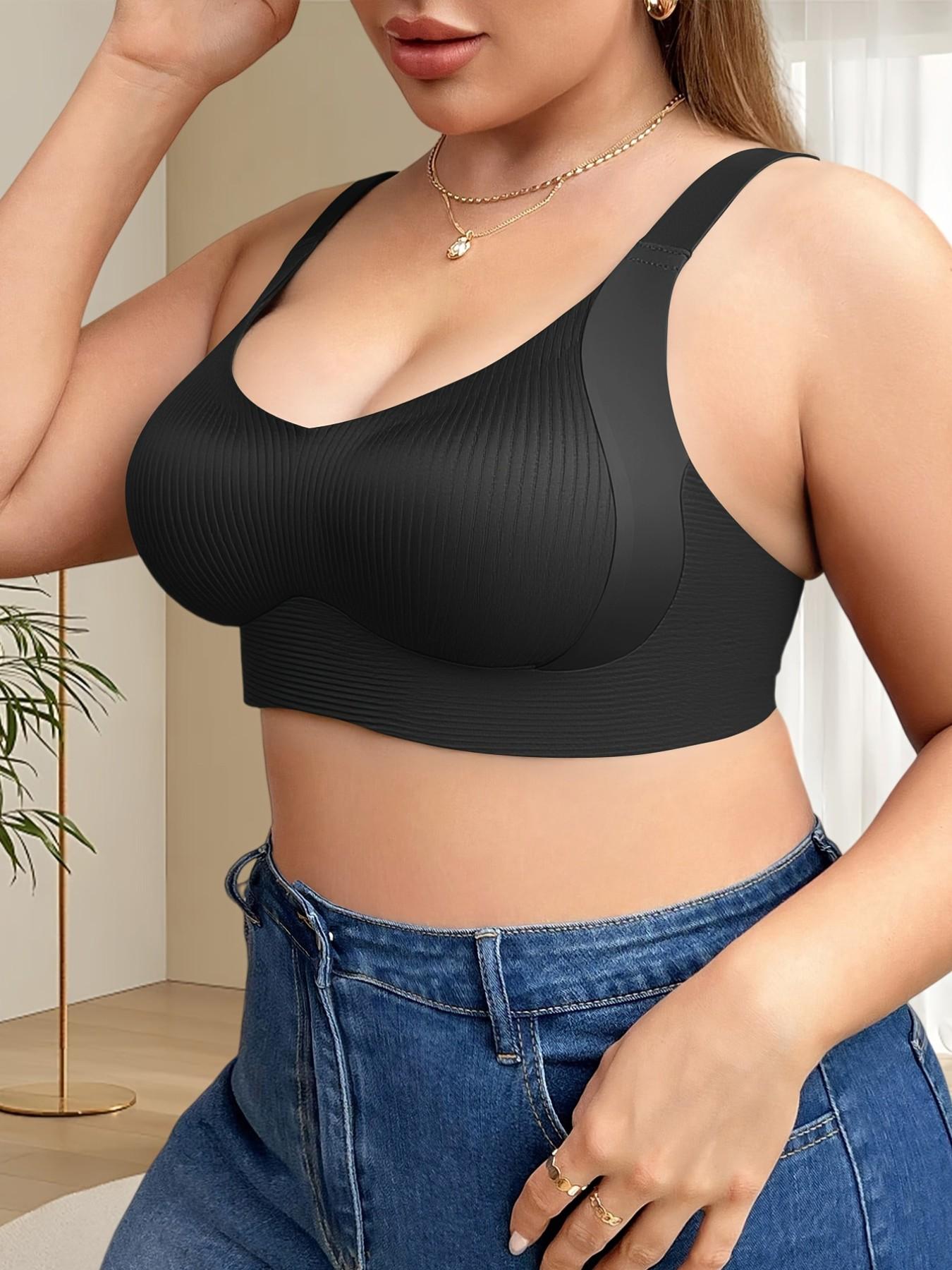Women's 4-Pack Plus Size Seamless Backless Bras, No Underwire Wide Shoulder Straps, Sizes 1xl-4xl, Daily Wear, Maximum Comfort and Support