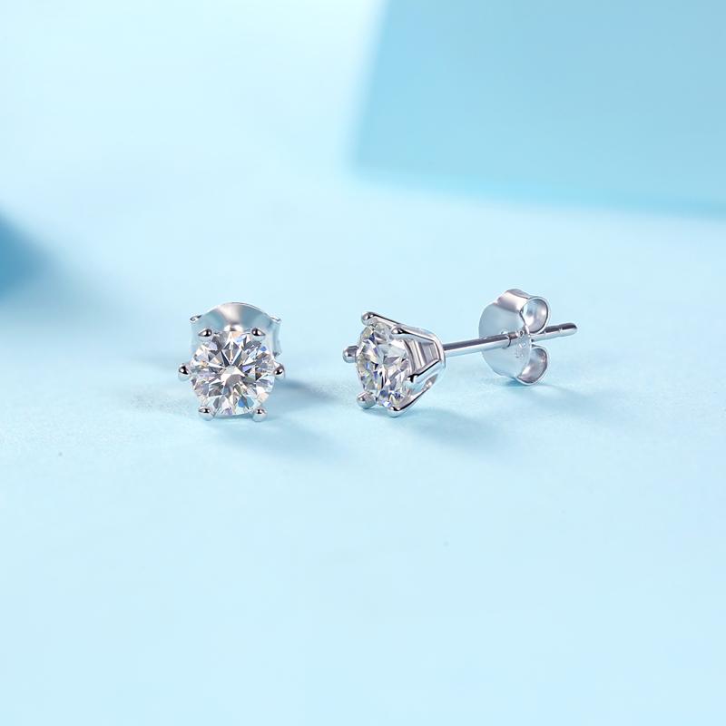 Synthetic Moissanite earrings Set 925 Sterling Silver Birthday/Holiday Gift/VVS1 D-Color 5MM/0.5CARAT*2【E9162】