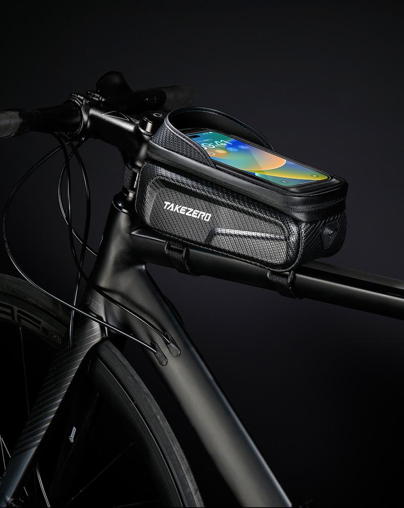 TAKEZERO Bicycle Front Top Tube Bag Touch Screen Bicycle Frame Bag Bicycle Bag 1L Large Capacity Adjustable Cycling Bag Bicycle Accessories