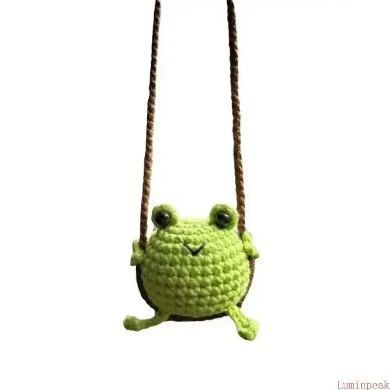 Handmade Crocheted Frog Shape Charm - Unisex Polyester Dual-Use Accessory, Sturdy Ornament for Car Rearview Mirror, Bag Decor & Gifting