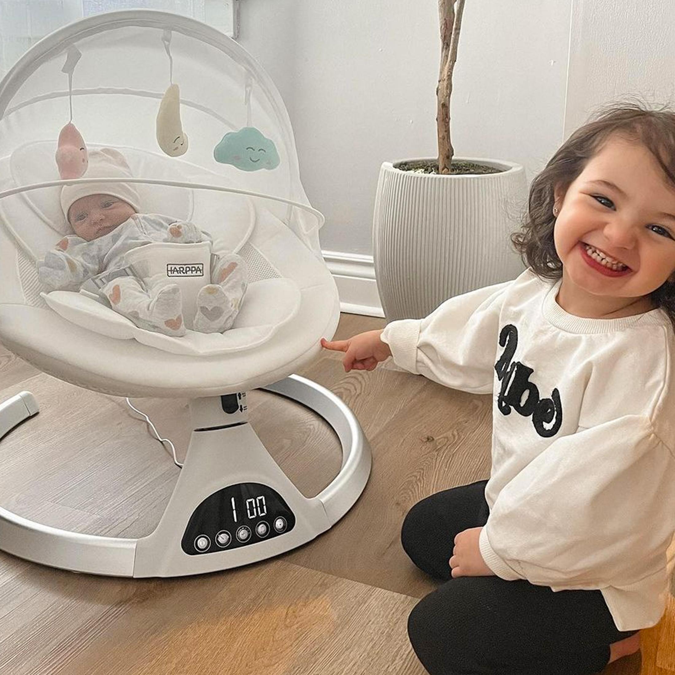 HARPPA Weddell Electric Baby Swing & Rocking Chair With Mosquito Net, Portable & Foldable Design, 5 Speeds Swing & Timer, 12 Soothing Songs, Remote Control