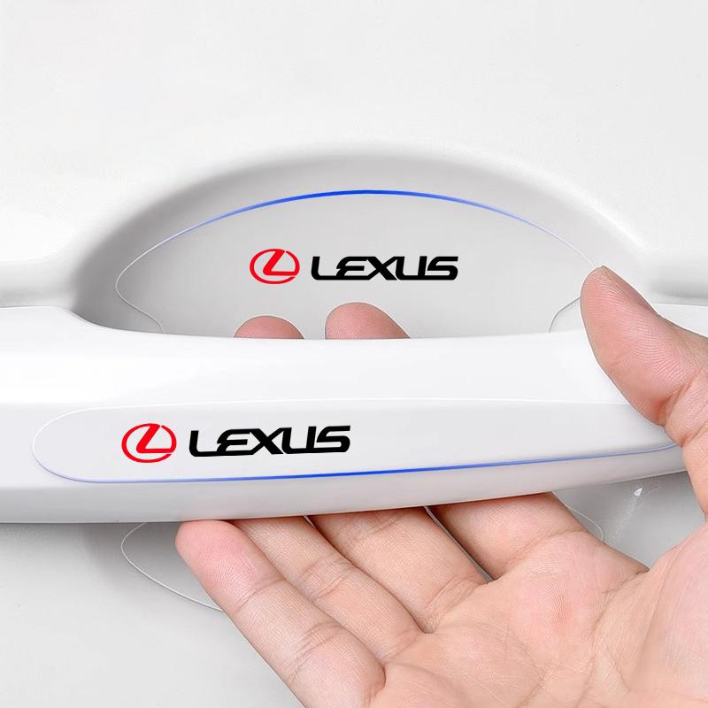 8Pcs Transparent Car Emblem Door Handle Protector Stickers Protection Film Accessories For Lexus IS500 LS460 RC200 LM300 RX450 LX NX350h LC UX CT RZ450e RC300 GX400 GS200t GS300h LS600 RX300 TX LBX HS250