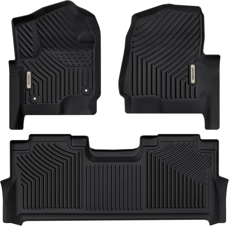 OEDRO Floor Mats Fits for 2017-2025 Ford F250/F350 Super Duty Crew Cab w/Under Seat Storage, TPE All Weather Custom Fit F-250/F-350 Car Accessories 1st&2nd Bucket Seats