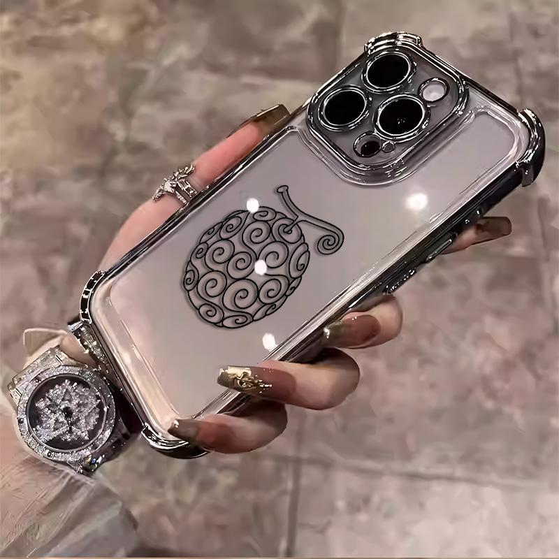 One Piece Luffy Shanks Pattern Aesthetic Electroplated TPU Casing For iphone 16 15 14 13 12 11 X XS PRO PLUS MAX Four Corners Anti-Fall Transparent Soft Silicone Gift Shockproof Protection Anti-Drop Protective Protector Phone Cases Shell Cover
