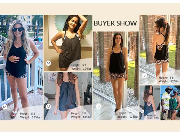 Yonique Tankini Swimsuits for Women Athletic Swim Tank Top with Boy Shorts Two Piece Tummy Control Bathing Suits