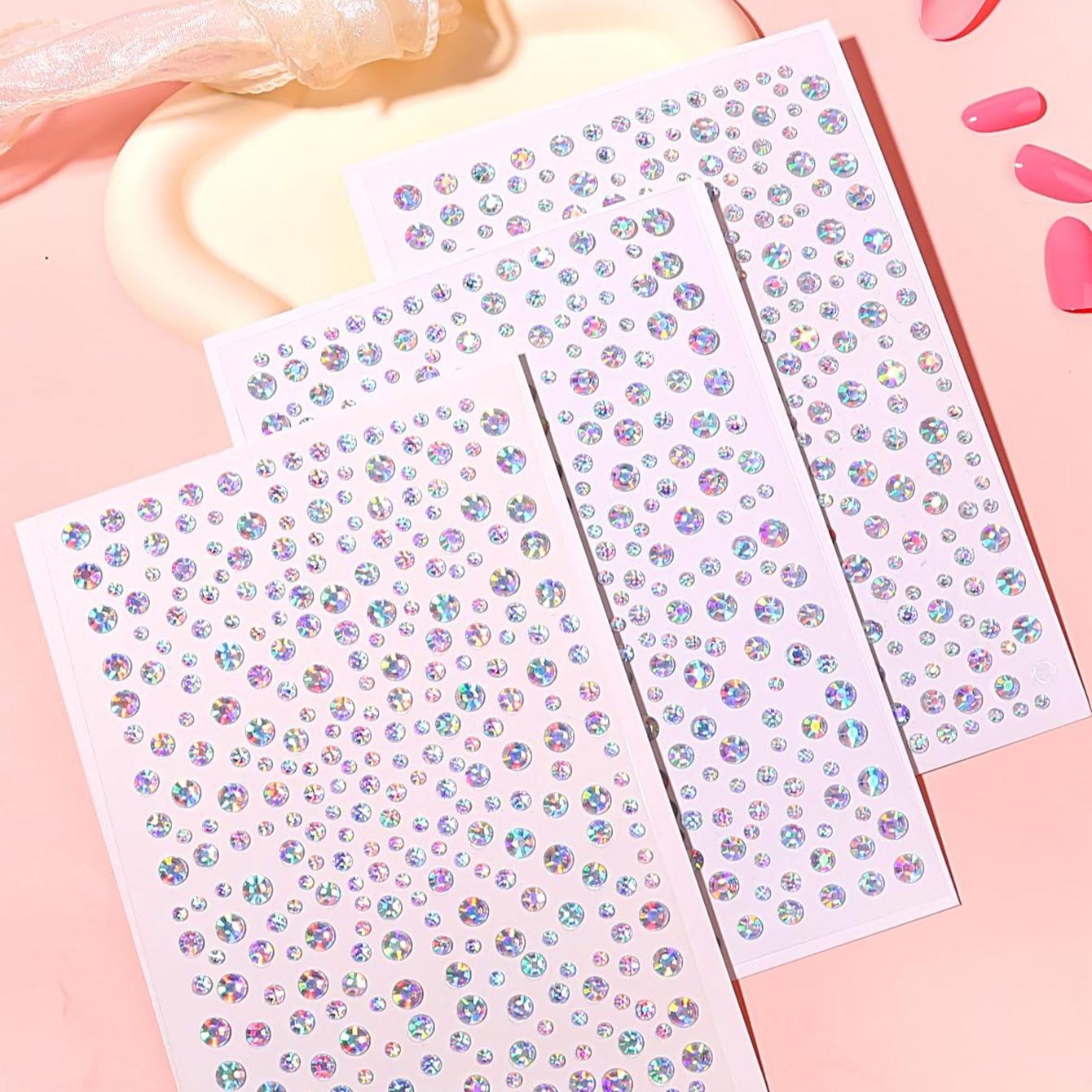 Large Beads 3D Radiant Starry Sky Rhinestone Face Jewelry Stickers, Glitter Tattoos, DIY Music Festival Party Makeup Decoration For Hair, Eyes, Face & Body, Gift Set