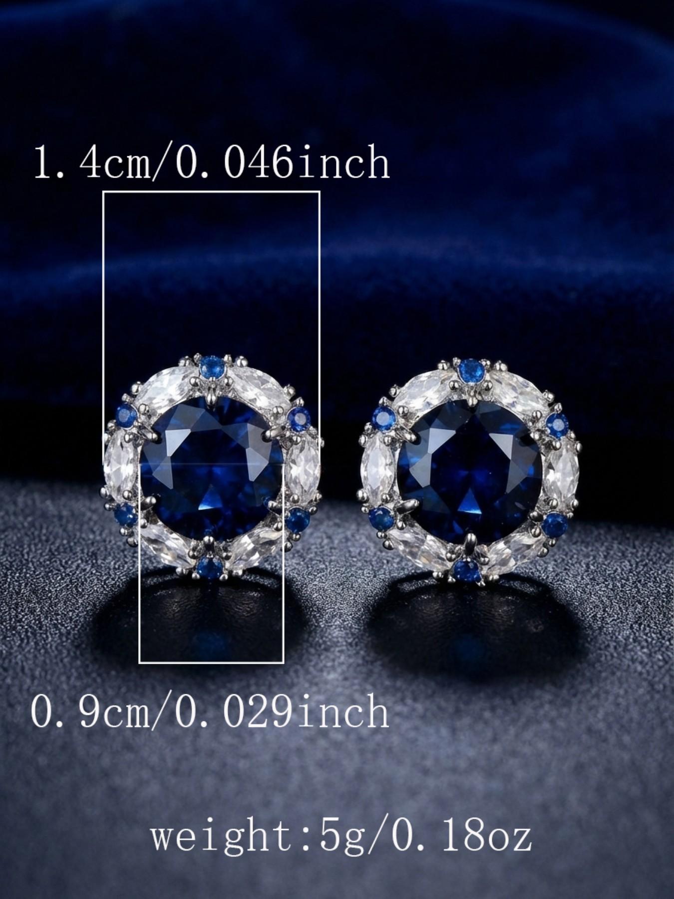 Elegant Zirconia Round Stud Earrings, Luxurious Crystal Ear Jewelry, Fashionable High-End Accessory for Women, Perfect Gift Idea