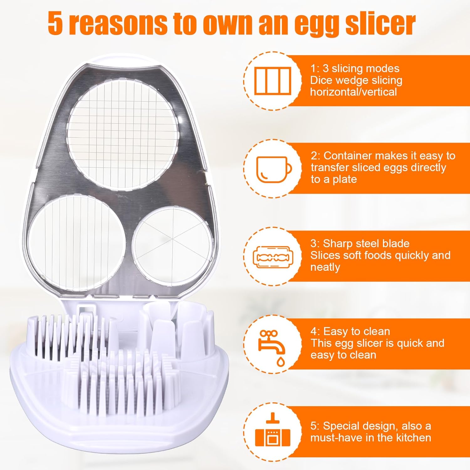 3-in-1 Egg Slicer with Cleaning Brush, 3 Slice Modes Egg  Stainless Steel Dicer Multipurpose Kitchen  Utensil for Hard Boiled Eggs Strawberry Tomato Butter Mushroom