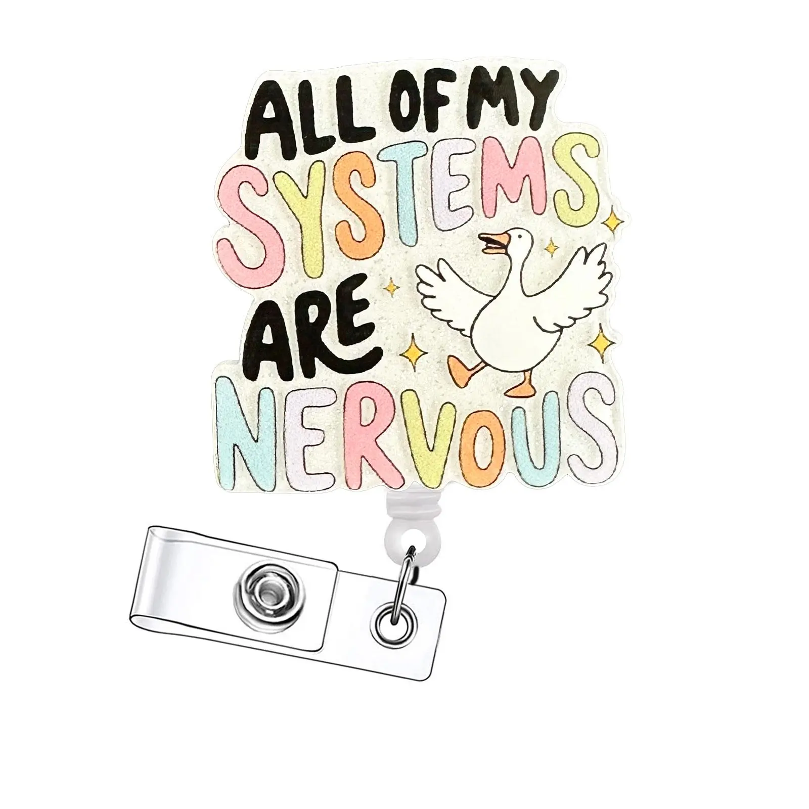 Funny Retractable Badge Reel, Acrylic ID Holder with Clip, Ideal for Nurses, Doctors, Students, Office Staff, Durable Design, Nursing Student Badge Reel, Medical Badge Reel, Badge Reels Retractable