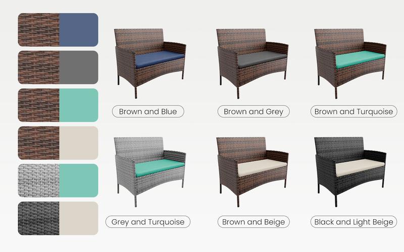 Amopatio Patio Set 4 Pieces Small Belcony Furniture, Outdoor Wicker Rattan Conversation Set for Family Party on Backyard, Poolside,Garden,Deck,Porch Amopatio Patio Set 4 Pieces Small Belcony Furniture, Outdoor Wicker Rattan Conversation Set for Family Party on Backyard, Poolside,Garden,Deck,Porch