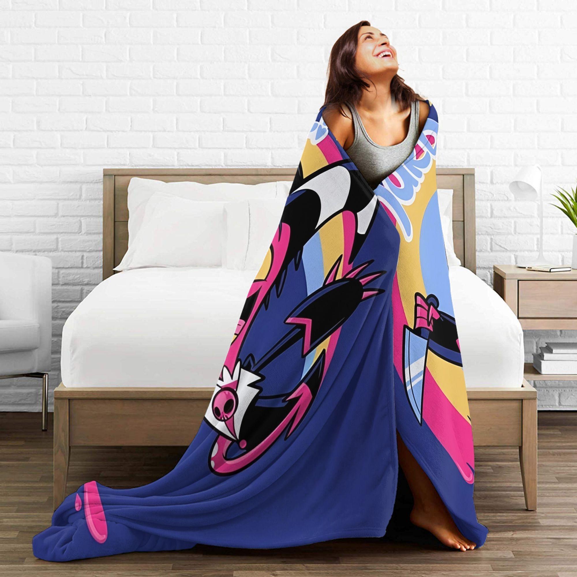 Anime Blitzø pattern printed flannel blanket, microfiber is soft and durable, perfect for travel, office or living room, a gift for anime fans