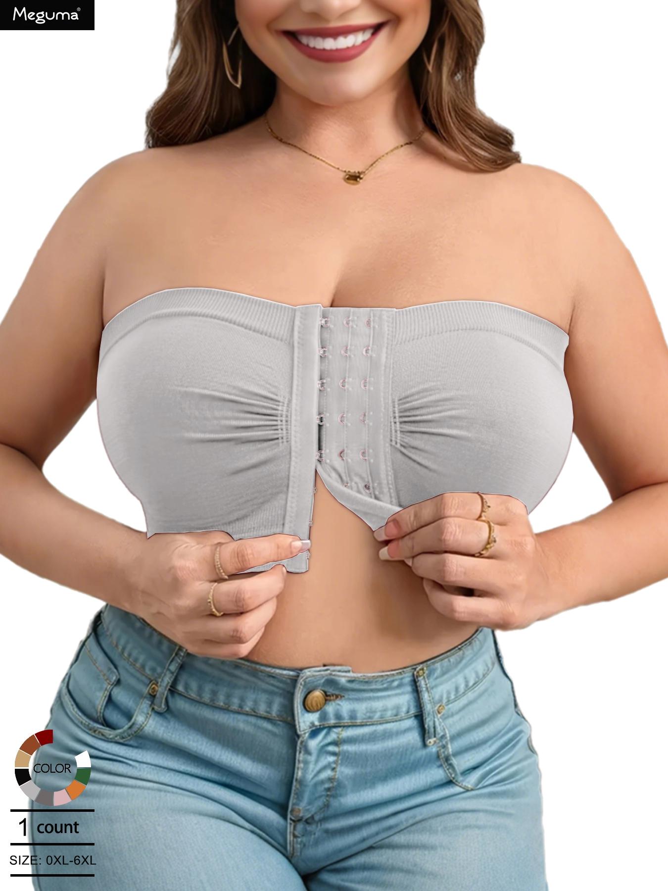 dailydrip【Plus Size】 Solid Strapless Bra, Casual Comfortable Breathable Wireless Bra Buckle for Daily Wear, Women's Plus Size Lingerie for All Seasons, Basic Bra, Underwear