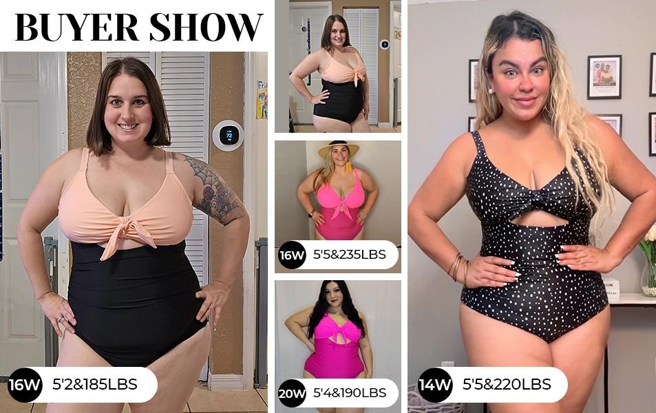 Aqua Eve Plus Size One Piece Swimsuit for Women Tummy Control Bathing Suit Cutout Swimwear