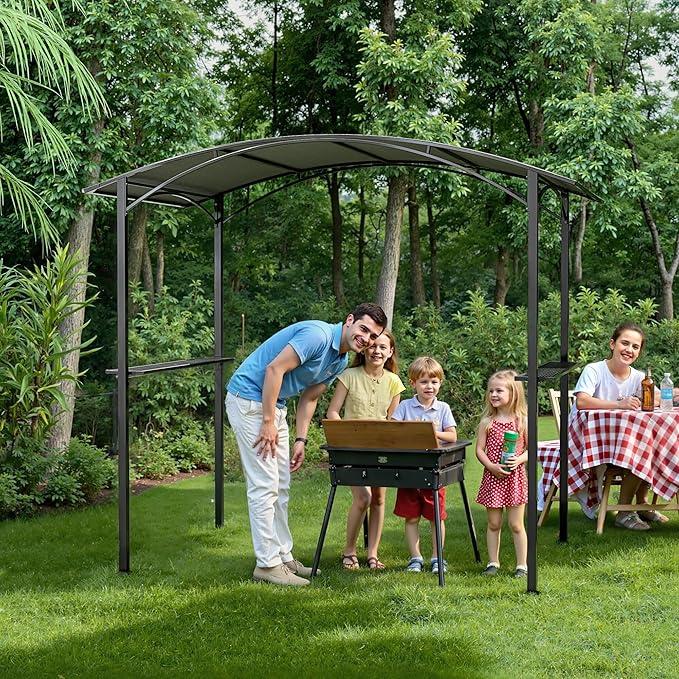 Kullavik 8’x5’ Hardtop Grill Gazebo Black - Special for Outdoor Barbecue, Aluminum BBQ Gazebo with 2 Side Shelves, Suitable for Outdoor Grilling Station (Iron Top / Polyester Top) Kullavik 8’x5’ Hardtop Grill Gazebo Black - Special for Outdoor Barbecue, Aluminum BBQ Gazebo with 2 Side Shelves, Suitable for Outdoor Grilling Station (Iron Top / Polyester Top)