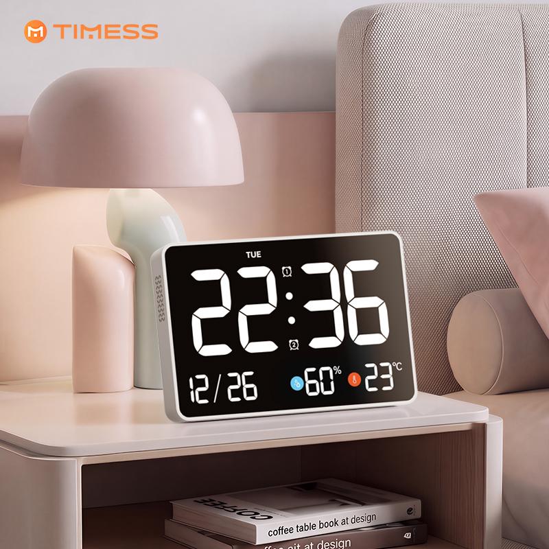 TIMESS New Multifunctional LED Alarm Clock, 11-Inch Large Digital Screen with Big Numbers, Temperature & Humidity Display, Date Reminder, Timer Function, 3-Level Backlight, USB Powered, For Bedroom, Living Room, Office, Mother's Day Gift summervibes
