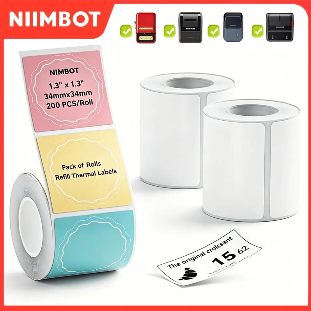 Niimbot Thermal Label Paper Roll, /color Adhesive Stickers, Oil-Resistant UV Paper, Compatible with B1/b21 Printers, Ideal for Storage, Bakery, Grocery, Barcode, Return Address