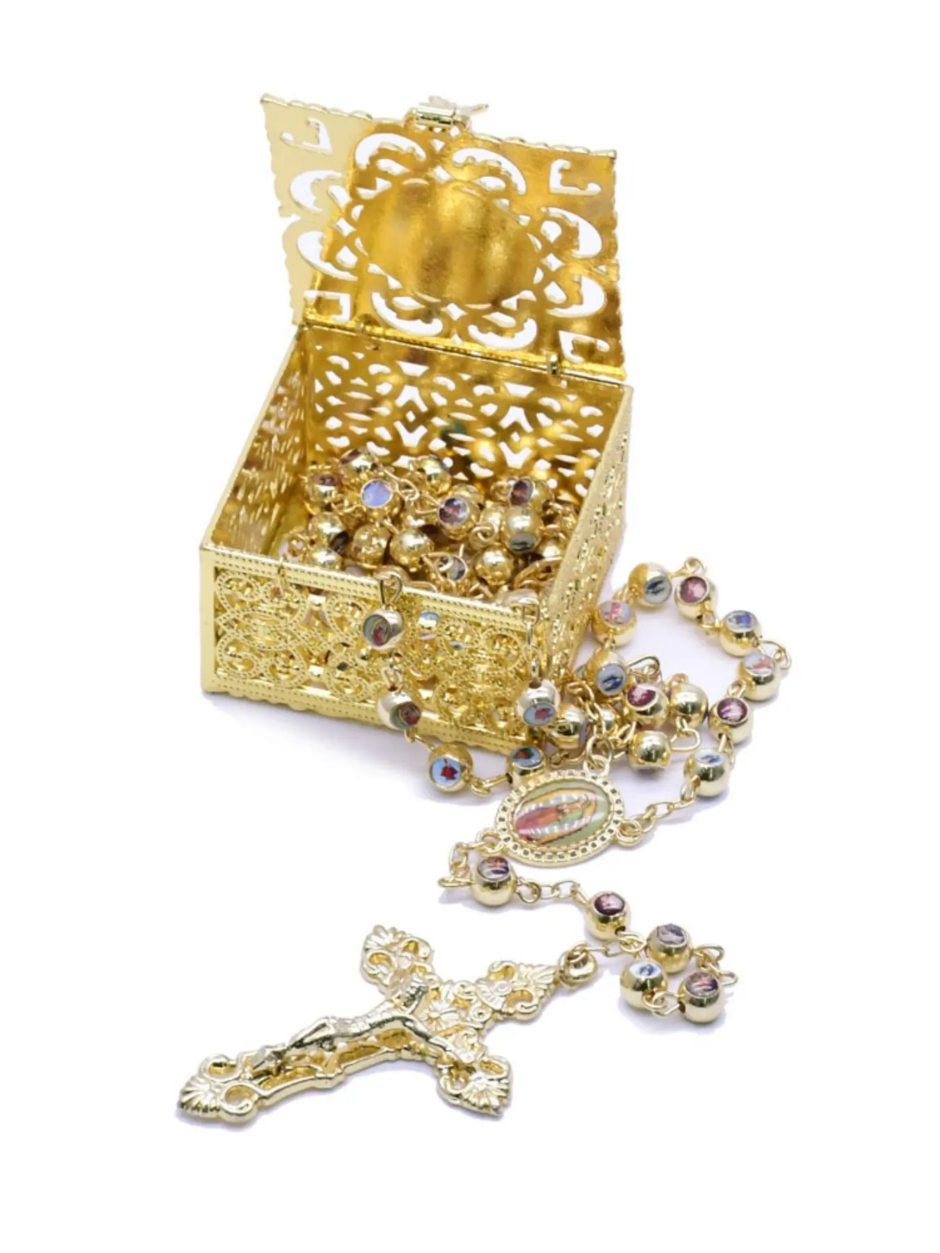 High-end bead gift box, hollow metal packaging box, necklace jewelry gift box, elegant design, perfect for special occasions