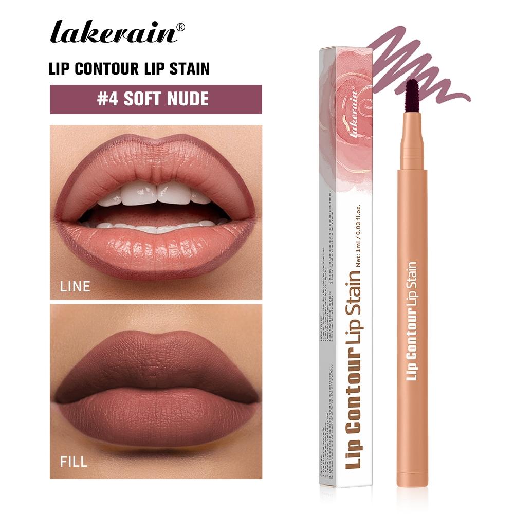 Lakerain 2-in-1 Lip Liner & Lip Stain, Waterproof High-Pigment Smudge-Proof Lip Tint, Non-Drying Formula for Precise Definition & Gradient Matte Looks, Travel-Friendly with 8 Shades for All Skin Tones