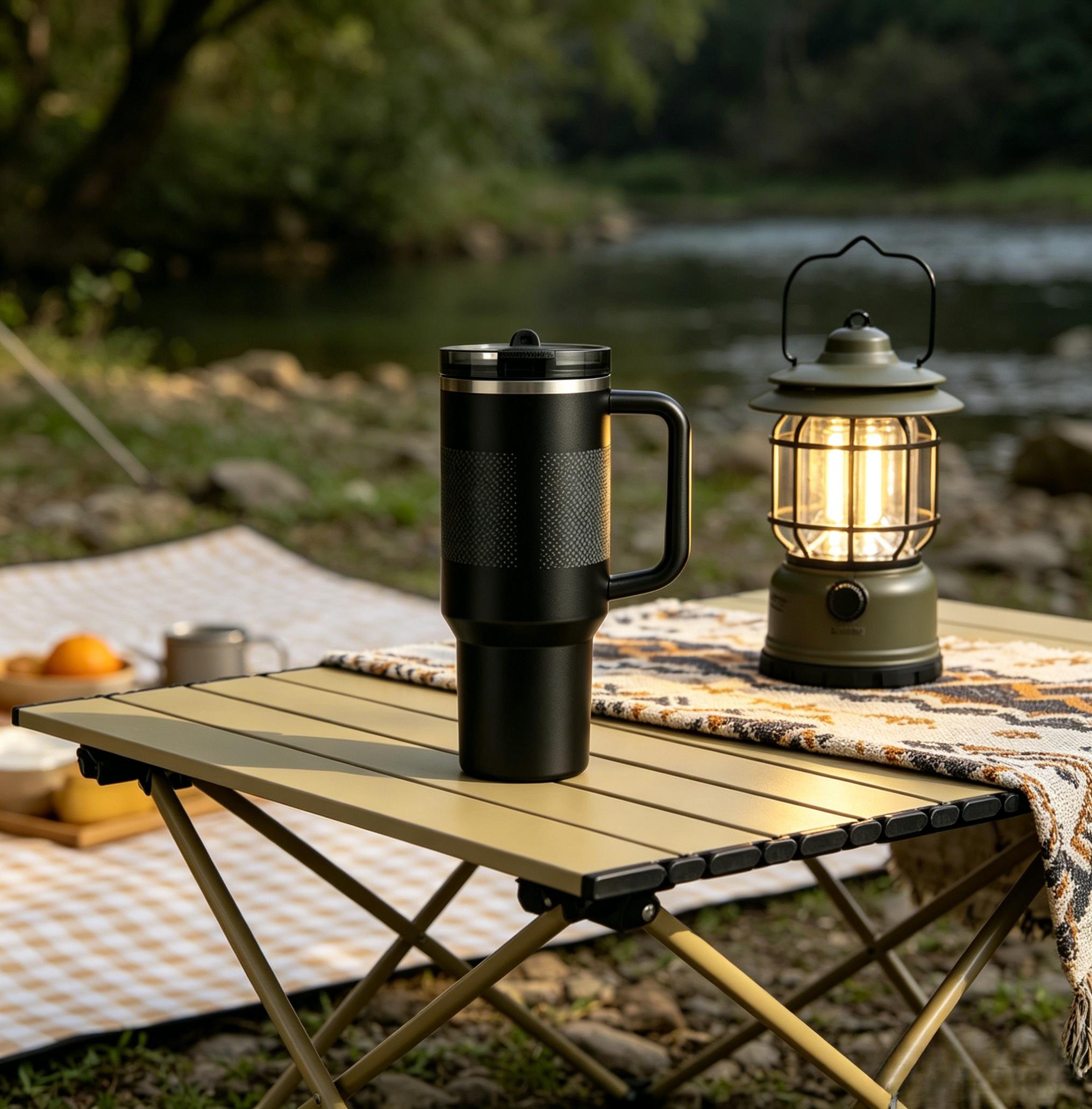 Black Giant Leak-Proof Stainless Steel Tumbler with Removable Foldable Straw Lid, Insulated for Hot & Cold,40oz