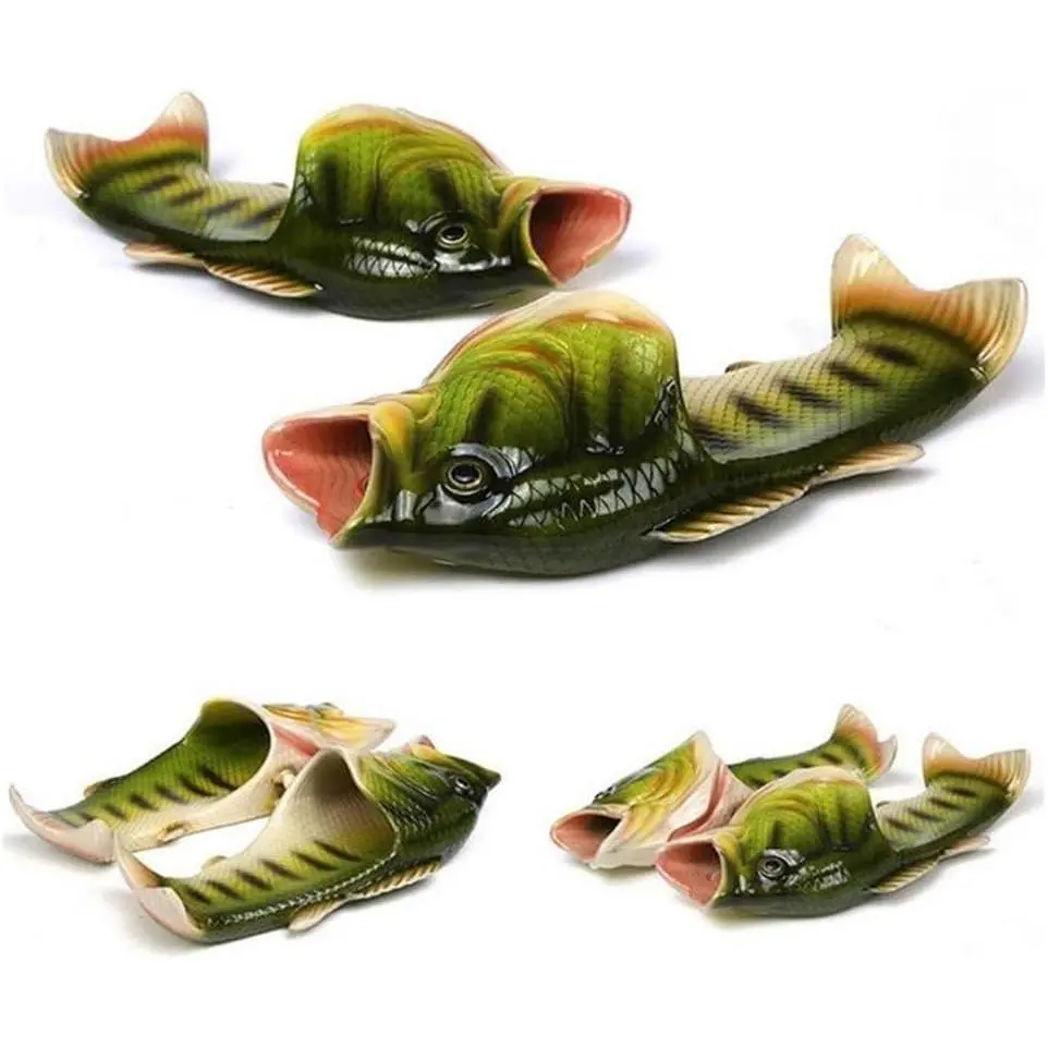 Fish Slippers Beach Shoes Non-Slip Sandals Creative Bass Slippers Men Women Casual ShoesGift