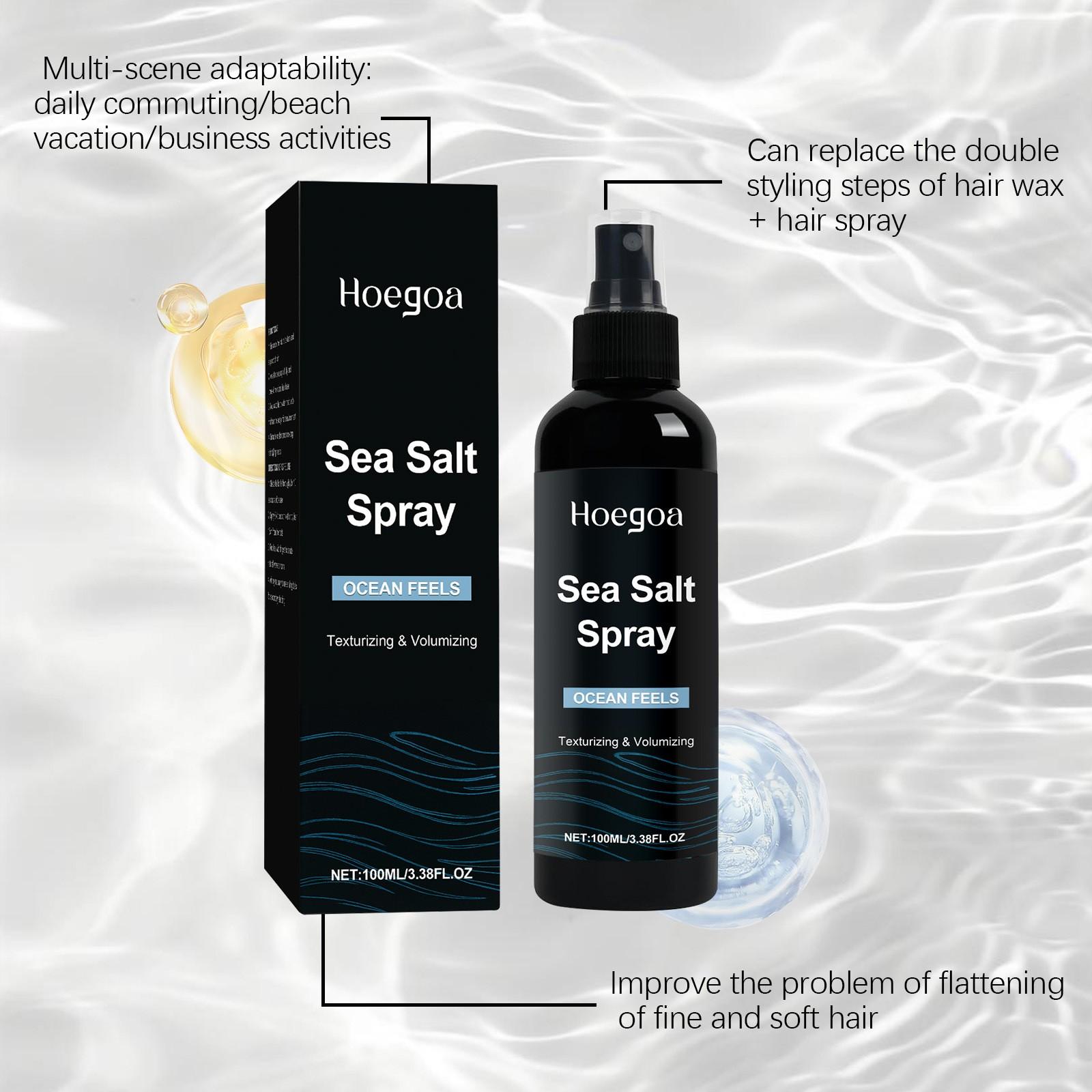 Hoegoa Men's Sea Salt Styling Spray, Haircare Gentle Lightweight Volumizing Long-Lasting Fresh Root Texture Care, Hair Gel for Volume & Shine, Daily Use