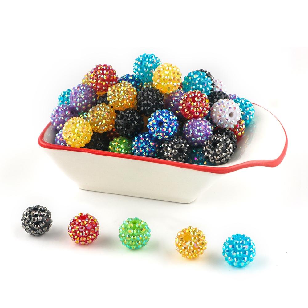 24pcs 14/16/20mm Resin Bayberry Ball Rhinestone Beads, Fashionable and Exquisite Acrylic Beads, Suitable for Pen Accessories, Bracelets Jewelry Making DIY Decorative Accessories