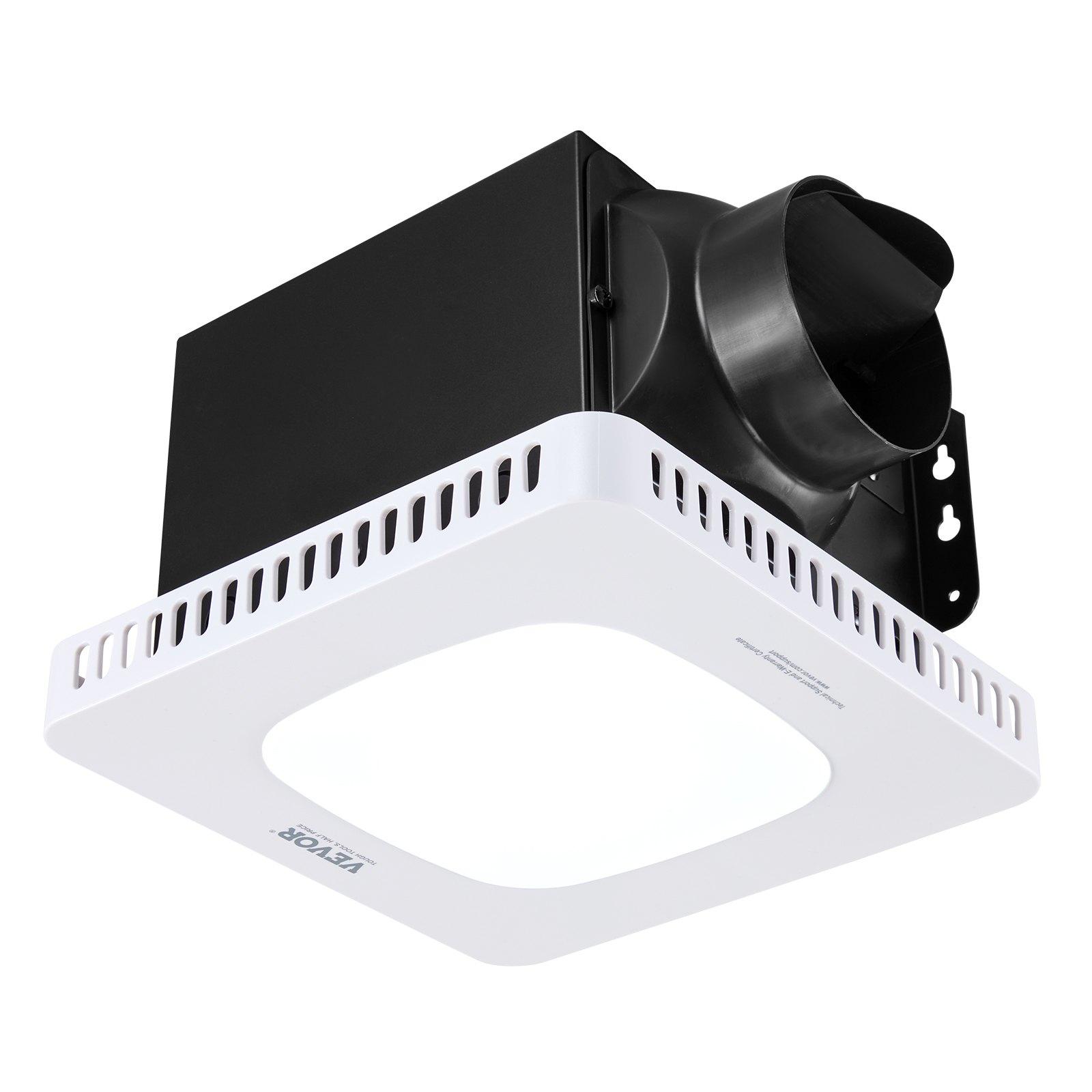 【Summerfinds】VEVOR Bathroom Exhaust Fan with LED Light, 130 CFM Bathroom Vent Three Gear Color Temp, 1.5 Sones Low-Noise, Premium AC Motor Ceiling Fan for Laundry Room, Storage Room, Home Ventilation, White
