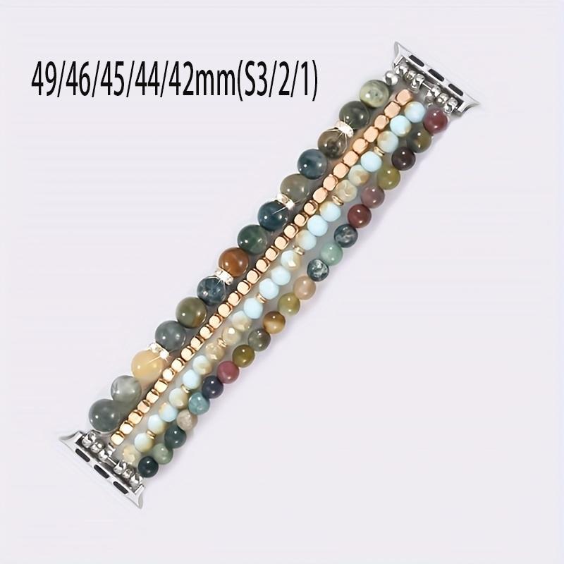 Elegant Synthetic Stone & Crystal Glass Elastic Strap for Apple Watch 38-49mm, Women's Jewelry Band Compatible with All Models, Watch Straps, Smart Watch Accessories