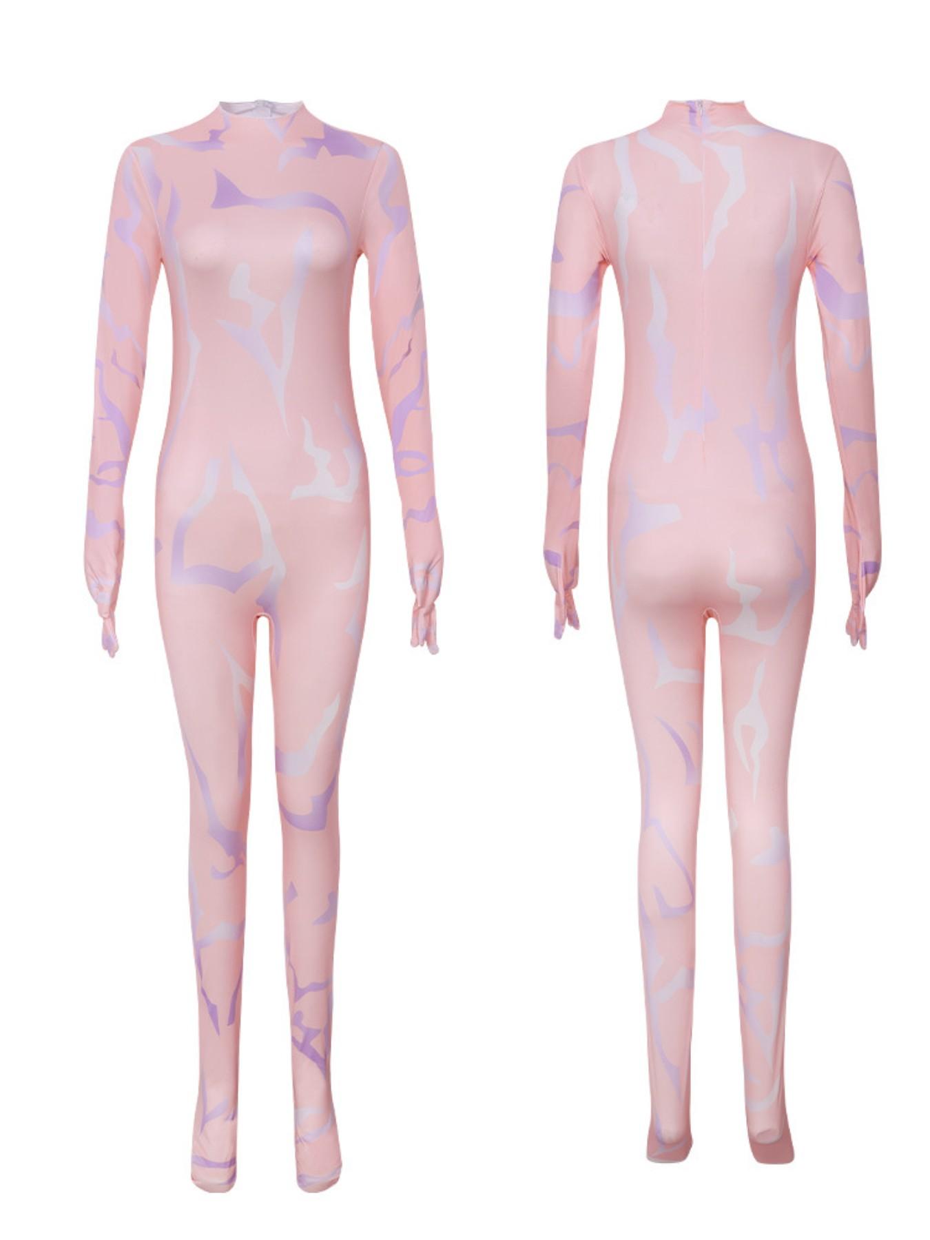 Anime Demon Role-Playing Hunter Costume Rumi Tattoo Cosplay Fitted Jumpsuit Performance Halloween Party Night Womenswear