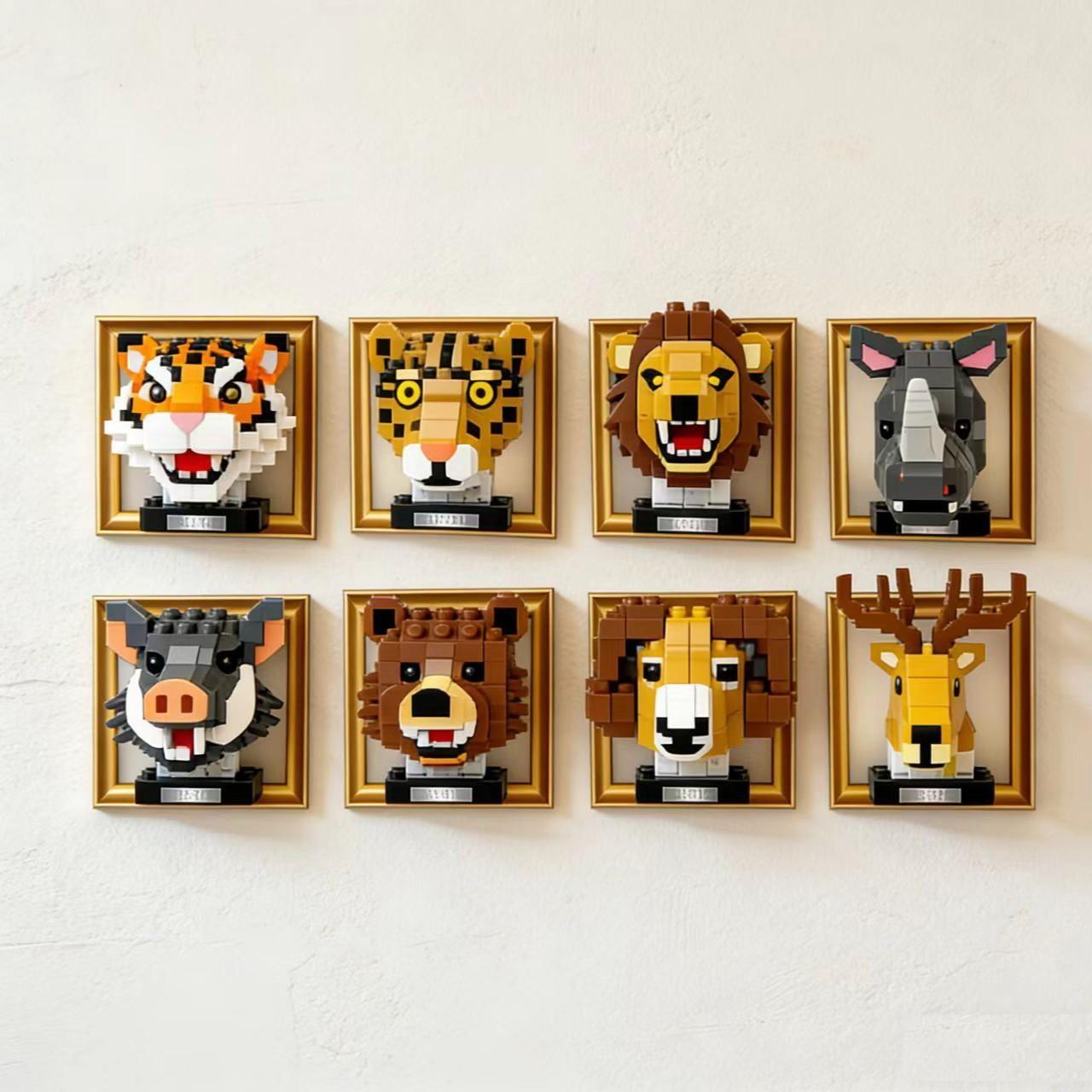 8-Pack DIY Animal Head Block Refrigerator Magnets, New Plastic Suction Cups, Home Creative Decoration, Perfect Holiday Gift