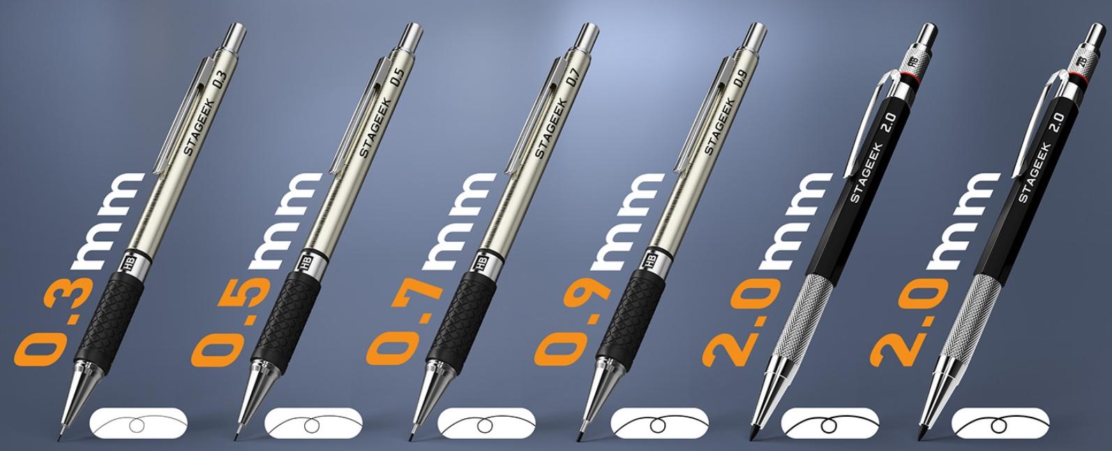 STAGEEK 37PCS Art Mechanical Pencil Set, Drafting Pencil 5 Sizes- 0.3, 0.5, 0.7, 0.9MM & 2PCS 2.0MM Mechanical Drawing Pencils with 492PCS Leads (6B 4B 2B HB 2H 4H Color) for Artist Sketching Drawing&Ballpoint Pen for Student Stationary College Essentials