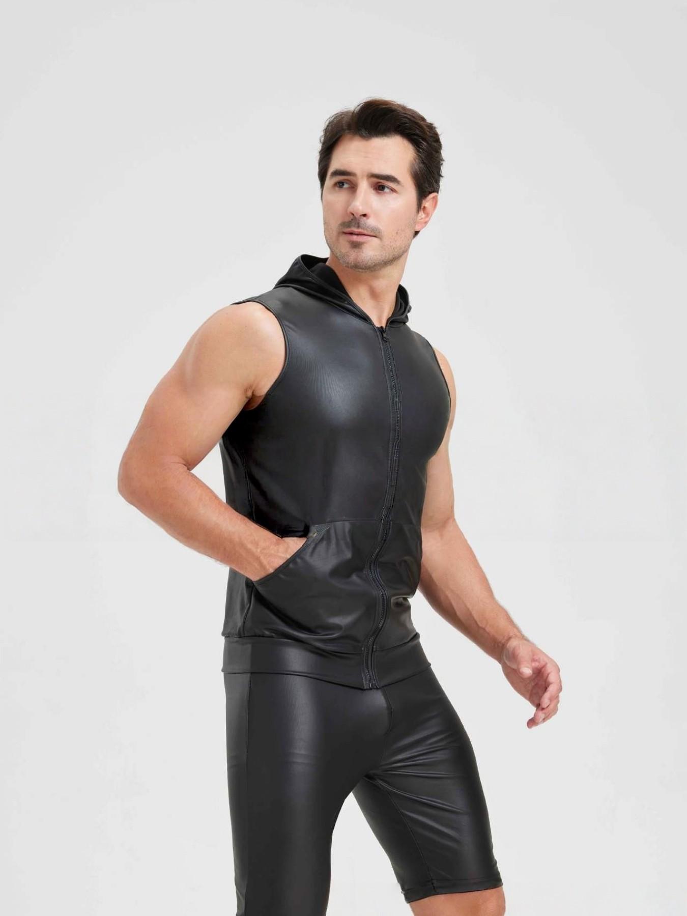 Men's Zipper Vest Jacket, European and American Style, Stage and Bar Performance Wear, Fashionable Upper Garment, Perfect for Shows