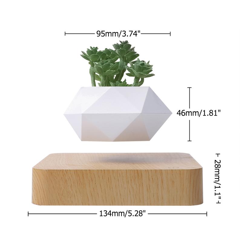 MAGECMOON Magnetic Levitation Plant Pot - Black Wood Grain White Marble Pot with Unique Levitation Effect for Air Plants & Bonsai - Home & Garden Decor - Perfect Valentine's Day Gift for Plant Lovers