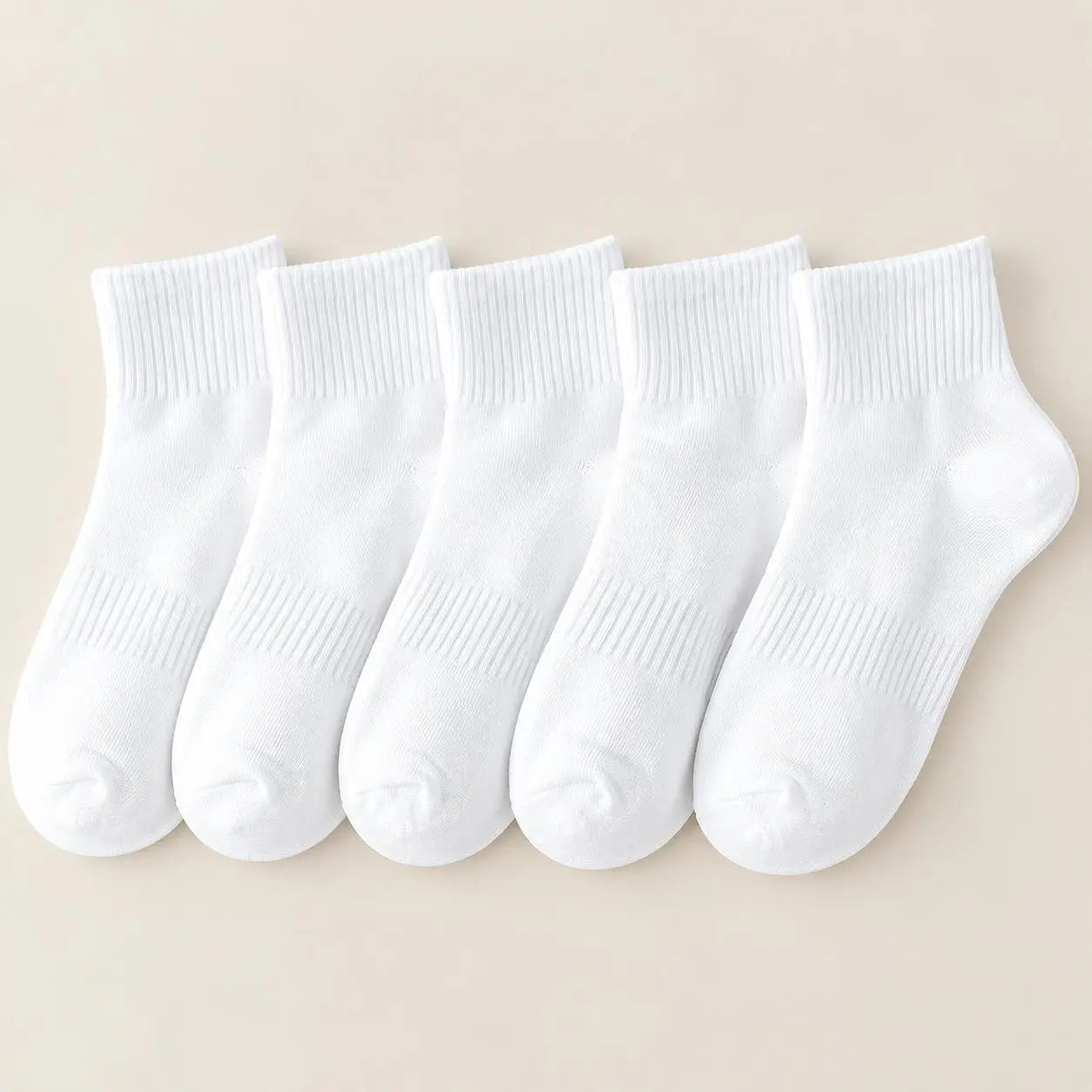 5-Pair Unisex Cotton Athletic Crew Socks, Breathable Ribbed Mid-Calf Sports Socks in Black or White for Gym, Running, Training, Walking, Sneakers & Everyday Wear