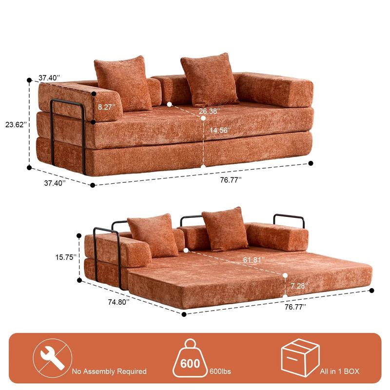 【Valentine Day Sale】Convertible Corduroy Floor Sofa Bed & Floor Mattress – Boneless Sofa with High-Density Sponge for Living Room, Bedroom, Guest Room, Dorm, Apartment, RV, and Lounge Use, No Assembly