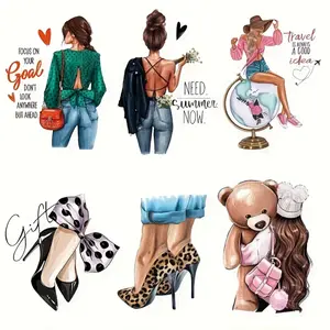 6 Pcs Fashion Theme Iron on Patches, Vivid Heat Transfer Design, Suitable for T Shirts Jackets Pillows Underwear Backpacks, DIY Clothing Decoration, Iron on Appliques