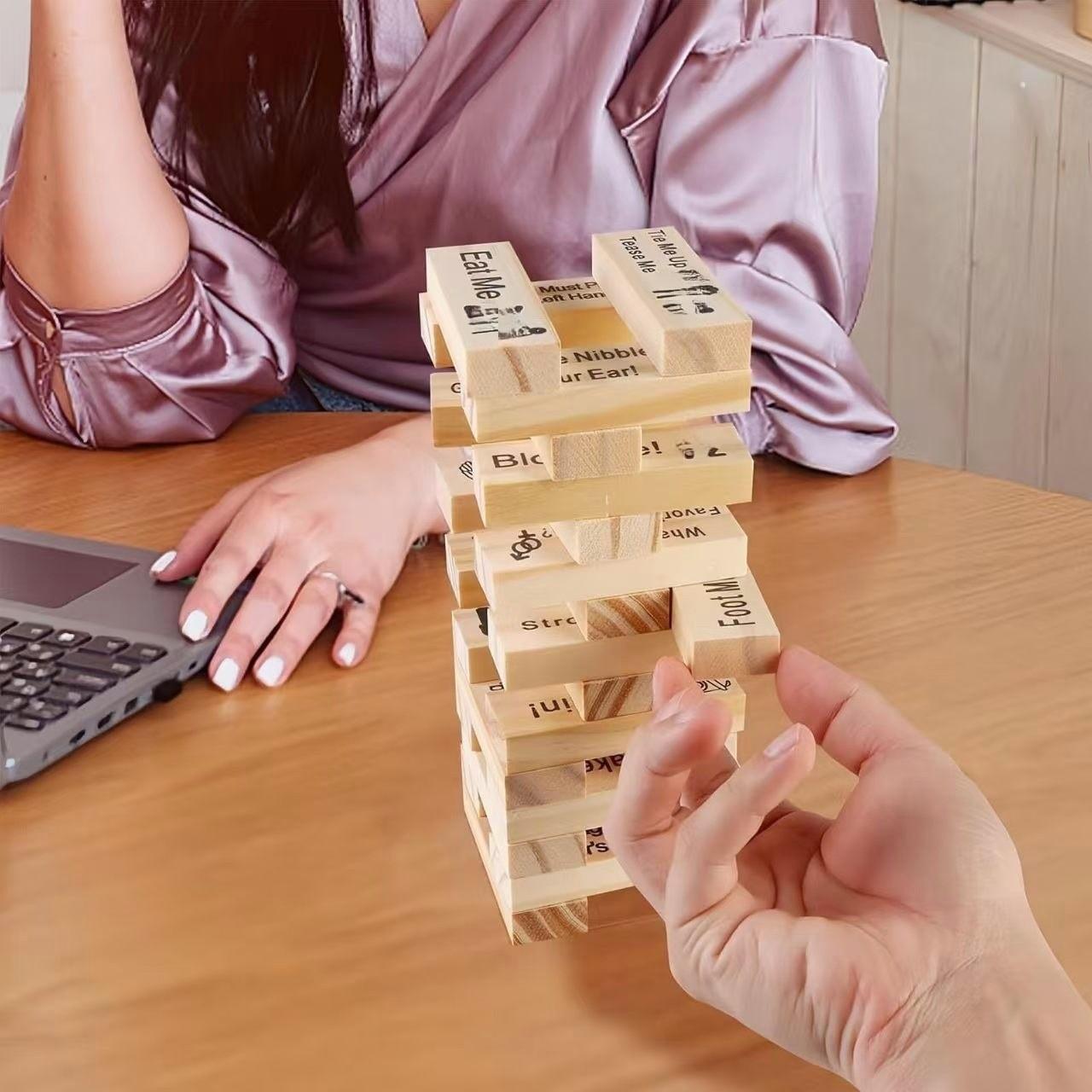 48 Piece Block Tower Jenga Game, Colorful Couple Dating Blocks, Romantic Date Night Challenge, Perfect Valentine's Day Gift, Wooden Block