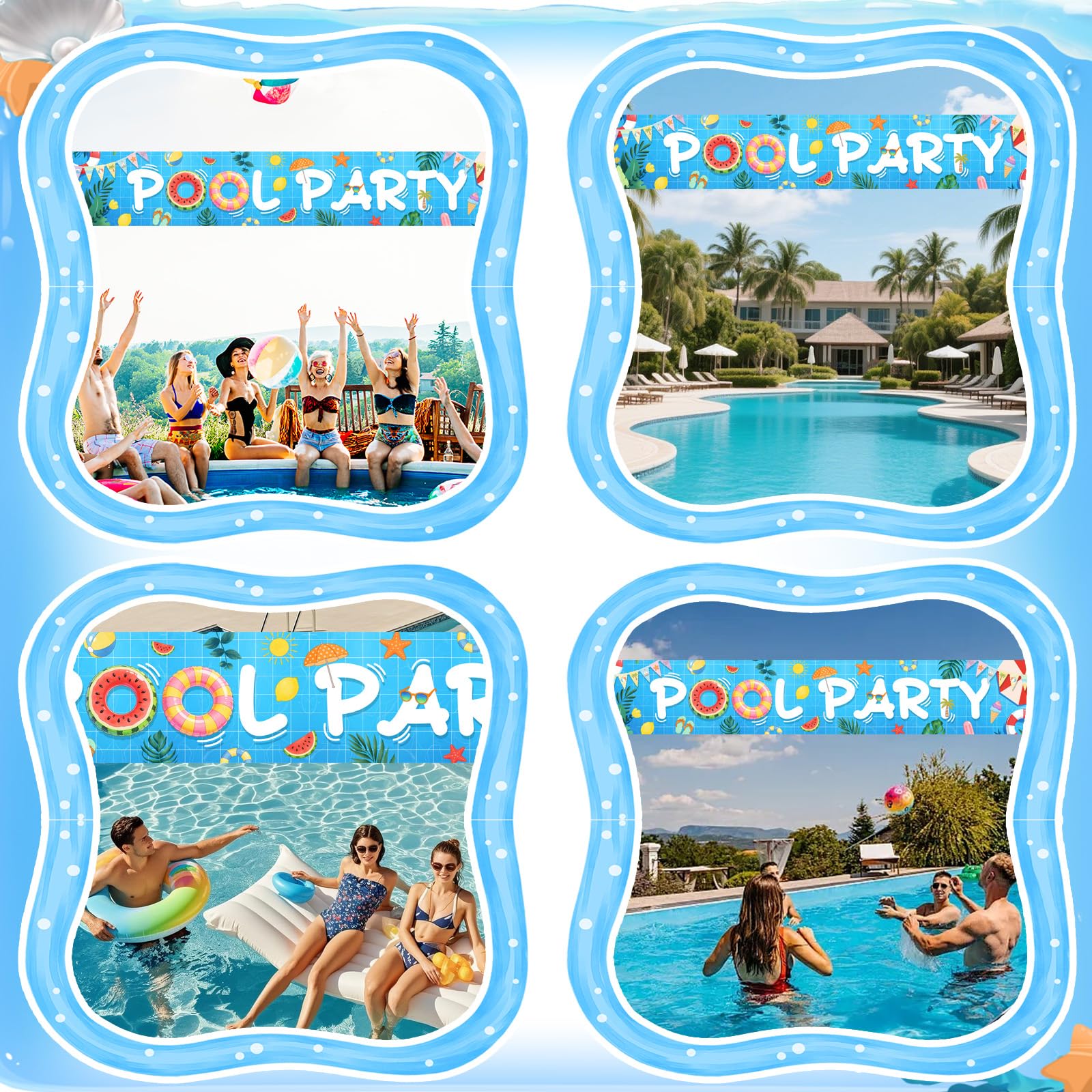 Pool Party Banner Decorations, Summer Pool Party Decorations, Outdoor Banners, Indoor and Outdoor Party and Birthday Pool Decorations