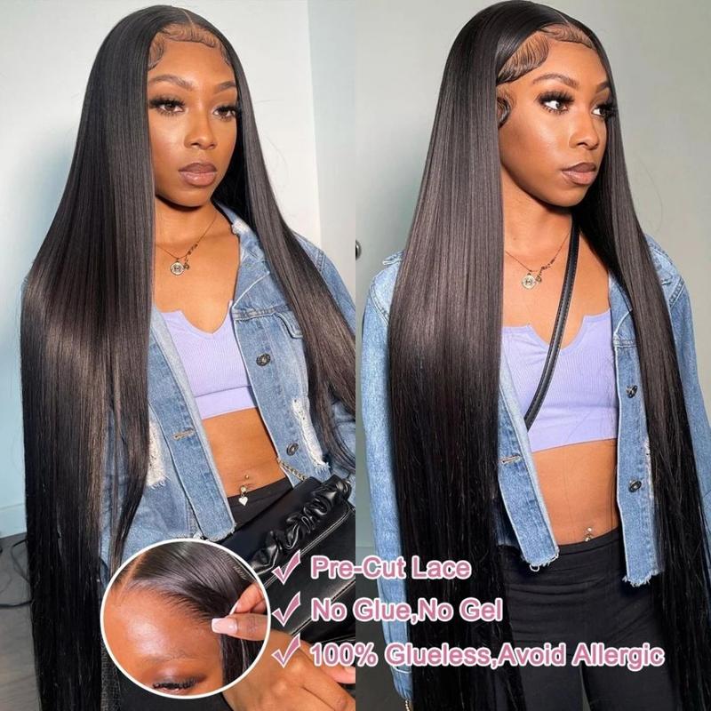 Bling Hair Glueless Wig 9x6 7x5 6x4 Real Human Hair Wigs 150% Density Bone Straight Wig HD Transparent Pre Cut Lace Closure Wig Easy To Go No Glue Need Natural Color