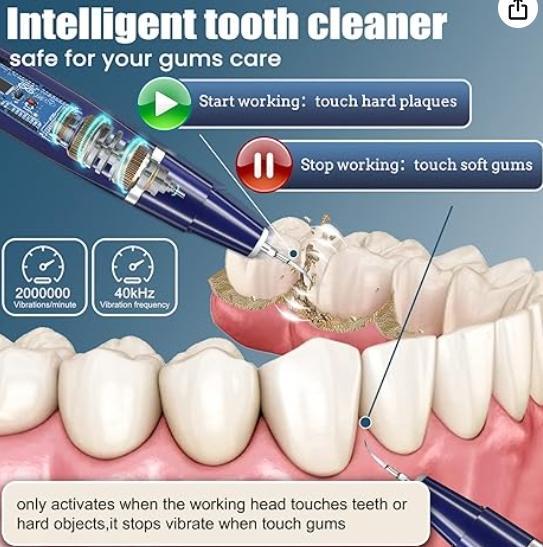 Stop struggling with food stuck in teeth! This sonic cleaner removes plaque in 30 seconds! From yellow stains to sparkling white! Cleansing Oral Removable Multicolor Kit Water Proof Jyq-01-Prilotte Store01