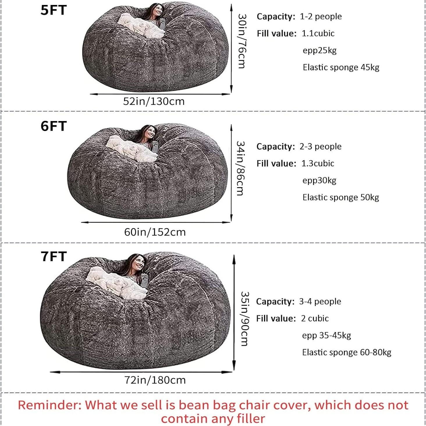 Plush Comfort Bean Bag Chair Cover (no Filler), Washable Giant Bean Bag Cover, Living Room Furniture, Anti-Slip, Suitable for Teens Kids Girls