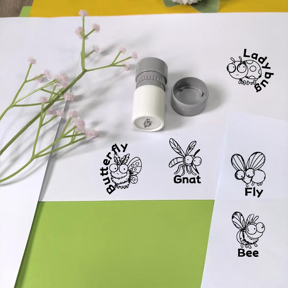 Insect Pattern Hand Account Stamp, Easy Recognition Butterflies Beetles Bees, Classroom Activity, Clear Light-Sensitive Material